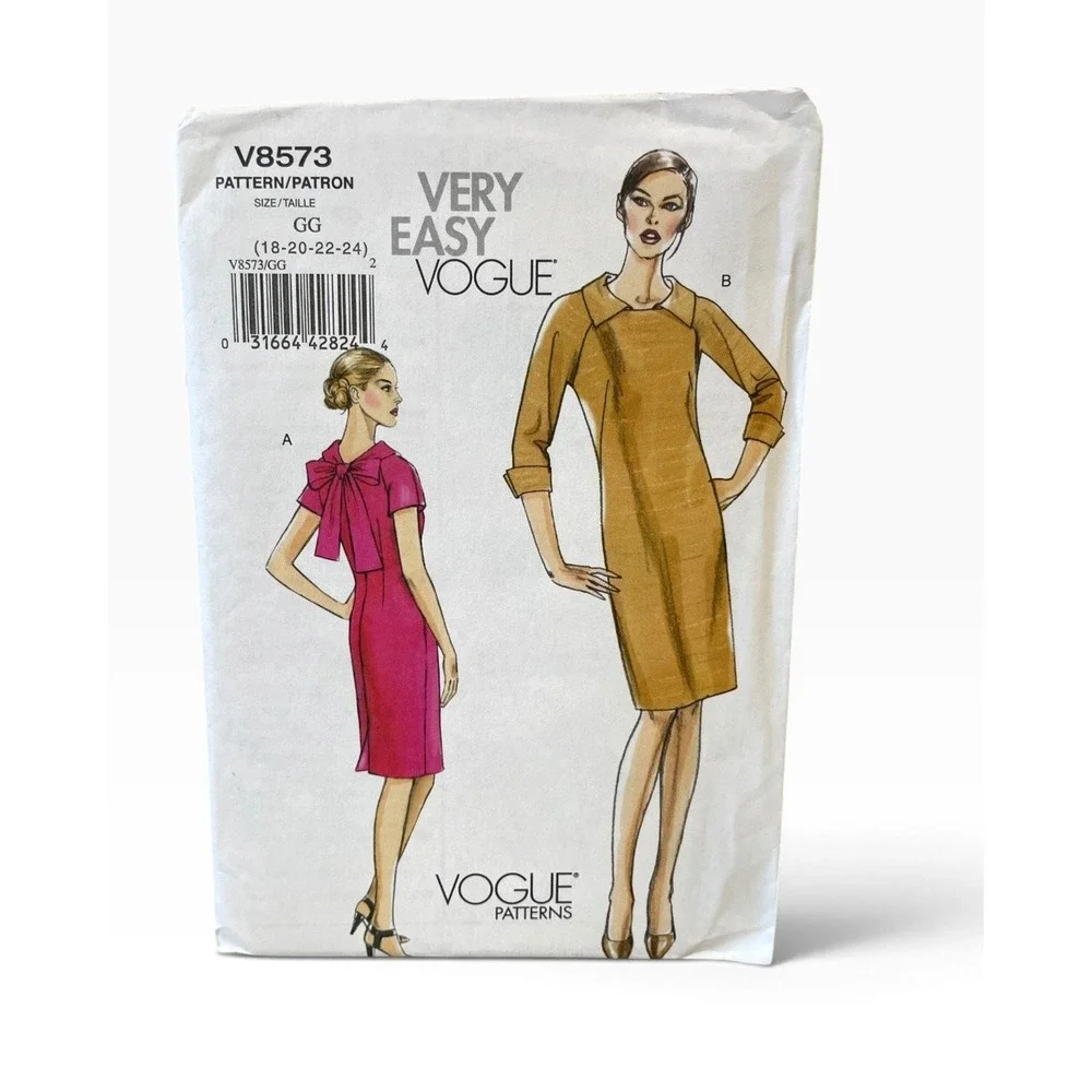 Vogue V8573 Dress Sz 18 20 22 24 Very Easy Misses' Slim-Fit Uncut FF